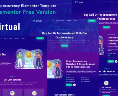 Virtual – Cryptocurency Blockchain & Bitcoin Elementor Template