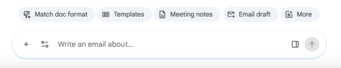 Screenshot of Gemini pop-up in Google Docs